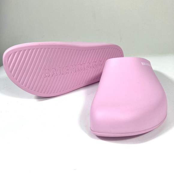 Balenciaga Pool Logo Closed Slides Clogs Pink Women Size 10 US NEW Matte Finish - Picture 6 of 14